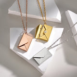 Envelope Pendant Name Necklace Stainless Steel Family Anniversary Jewelry