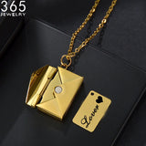 Envelope Pendant Name Necklace Stainless Steel Family Anniversary Jewelry