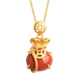 Vintage South Red Tourmaline Pendant French Craft Women's Necklace