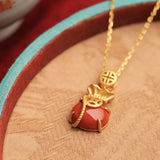 Vintage South Red Tourmaline Pendant French Craft Women's Necklace