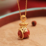 Vintage South Red Tourmaline Pendant French Craft Women's Necklace