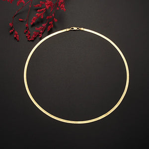 18K Yellow Gold Plated 4MM Blade Chain Necklace Jewelry