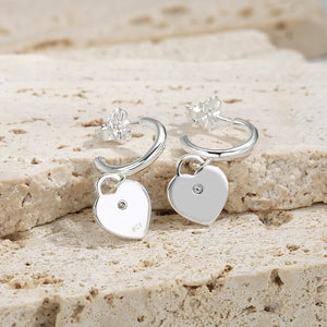 Heart Enamel Stud Earrings S925 Sterling Silver Wedding Jewelry Gift