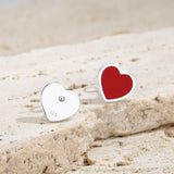 Heart Enamel Stud Earrings S925 Sterling Silver Wedding Jewelry Gift