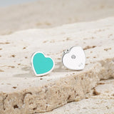 Heart Enamel Stud Earrings S925 Sterling Silver Wedding Jewelry Gift
