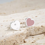 Heart Enamel Stud Earrings S925 Sterling Silver Wedding Jewelry Gift