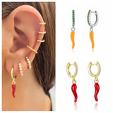 Colorful Enamel Hoop Earrings 925 Sterling Silver Women's Jewelry