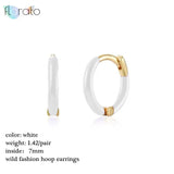 Colorful Enamel Hoop Earrings 925 Sterling Silver Women's Jewelry