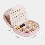 Portable Travel Jewelry Organizer Zipper Faux Leather