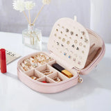 Portable Travel Jewelry Organizer Zipper Faux Leather