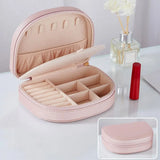 Portable Travel Jewelry Organizer Zipper Faux Leather