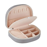 Portable Travel Jewelry Organizer Zipper Faux Leather