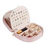 Portable Travel Jewelry Organizer Zipper Faux Leather