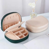 Portable Travel Jewelry Organizer Zipper Faux Leather