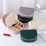 Portable Travel Jewelry Organizer Zipper Faux Leather