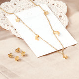 Stainless Steel Star Moon Necklace Earring Set