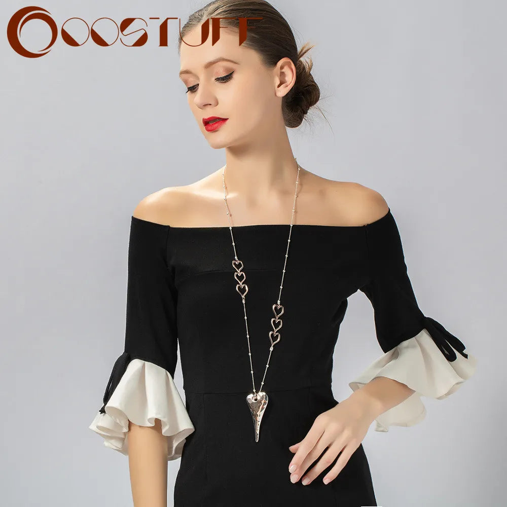 Heart Necklace Suspension Pendant Vintage Collares Jewelry for Women
