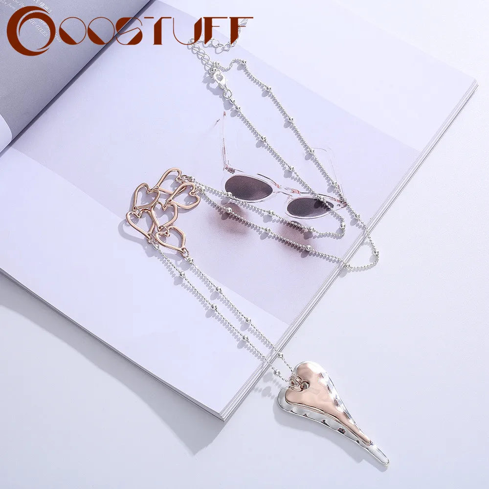 Heart Necklace Suspension Pendant Vintage Collares Jewelry for Women