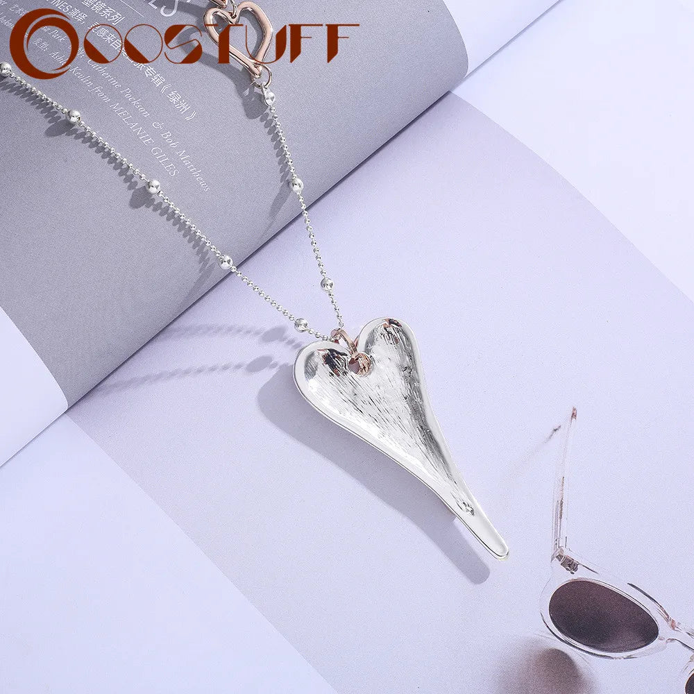 Heart Necklace Suspension Pendant Vintage Collares Jewelry for Women