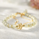 Natural Hetian Jade Double Bracelet Romantic Beaded Bangles