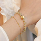 Natural Hetian Jade Double Bracelet Romantic Beaded Bangles