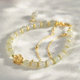Natural Hetian Jade Double Bracelet Romantic Beaded Bangles