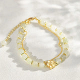 Natural Hetian Jade Double Bracelet Romantic Beaded Bangles