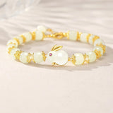 Natural Wada Jade Rabbit Beaded Bracelet for Women Bangles