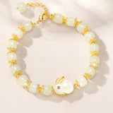 Natural Wada Jade Rabbit Beaded Bracelet for Women Bangles