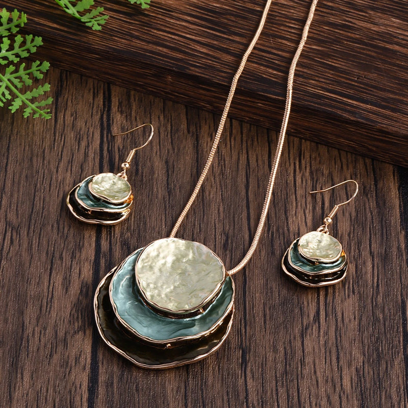 Layered Choker Necklace for Women Circular Design Christmas Jewelry
