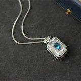Sapphire Perfume Bottle Pendant Necklace High-End Silver Jewelry