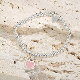 Enamel Heart Bracelet S925 Sterling Silver Jewelry for Girlfriend
