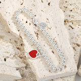 Enamel Heart Bracelet S925 Sterling Silver Jewelry for Girlfriend