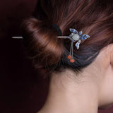 Cloisonne Hotan Jade Orchid Hair Jewelry Vintage Tassels Tiara Charm Hanfu