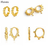 925 Silver Hoop Earrings with Round Bead CZ Ear Buckle