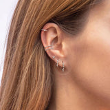 925 Silver Hoop Earrings with Round Bead CZ Ear Buckle