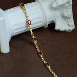 Silver Ruby Diamond Bracelet Women's Fine Jewelry