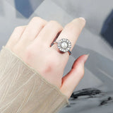 Crystal Round Pearls Rotatable Adjustable Ring