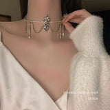 Crystal Tassel Choker Necklace