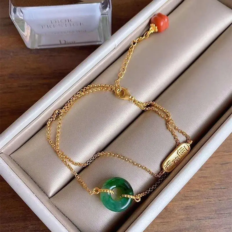Hetian Chalcedony Adjustable Bracelet Retro Unique Ancient Craftsmanship Female