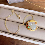 Natural Hetian Chalcedony Pendant Necklace Retro Craft Small Gourd Jewelry