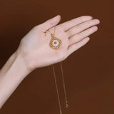 Hollow Plum Blossom Necklace Pendant with Zircon on Hetian Jade