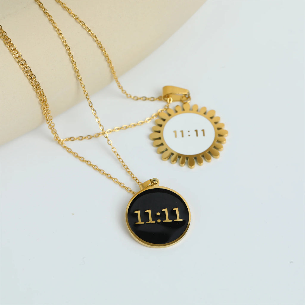 Vintage 11:11 Pendant Necklace Stainless Steel Digital Number Jewelry