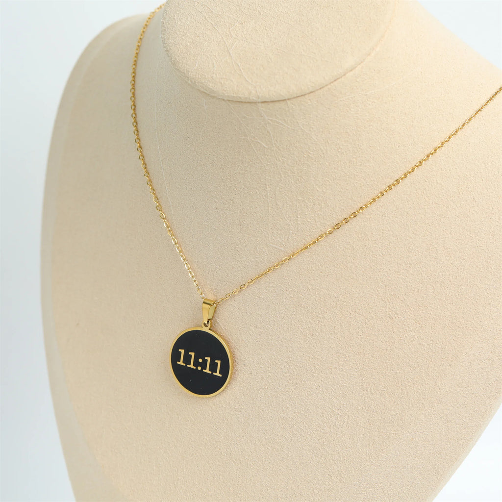 Vintage 11:11 Pendant Necklace Stainless Steel Digital Number Jewelry