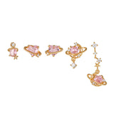 Vintage Pink Heart Zircon Earrings Set