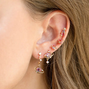 Vintage Pink Heart Zircon Earrings Set