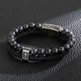Men's Steel Cross Bracelet, Durable Religious Jewelry
