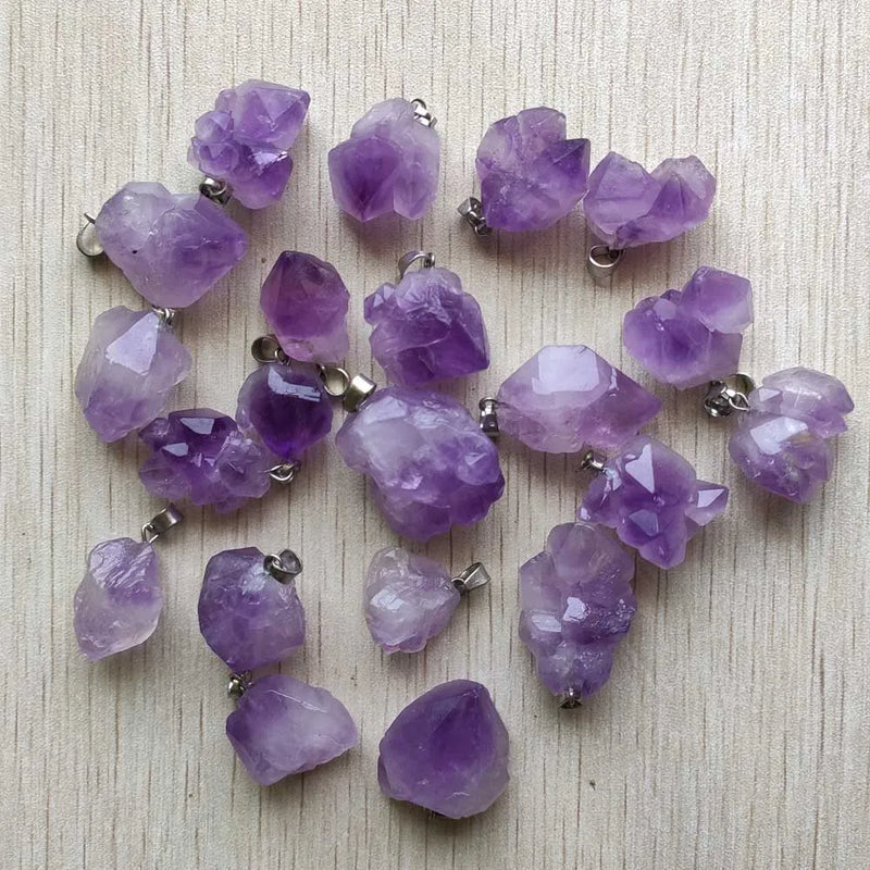 Amethyst Stone Pendants for Jewelry Making 20pcs/lot