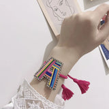Crystal 26 Letter Braided Bracelet, Adjustable Multi-Layer Embroidery Bracelet