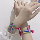 Crystal 26 Letter Braided Bracelet, Adjustable Multi-Layer Embroidery Bracelet